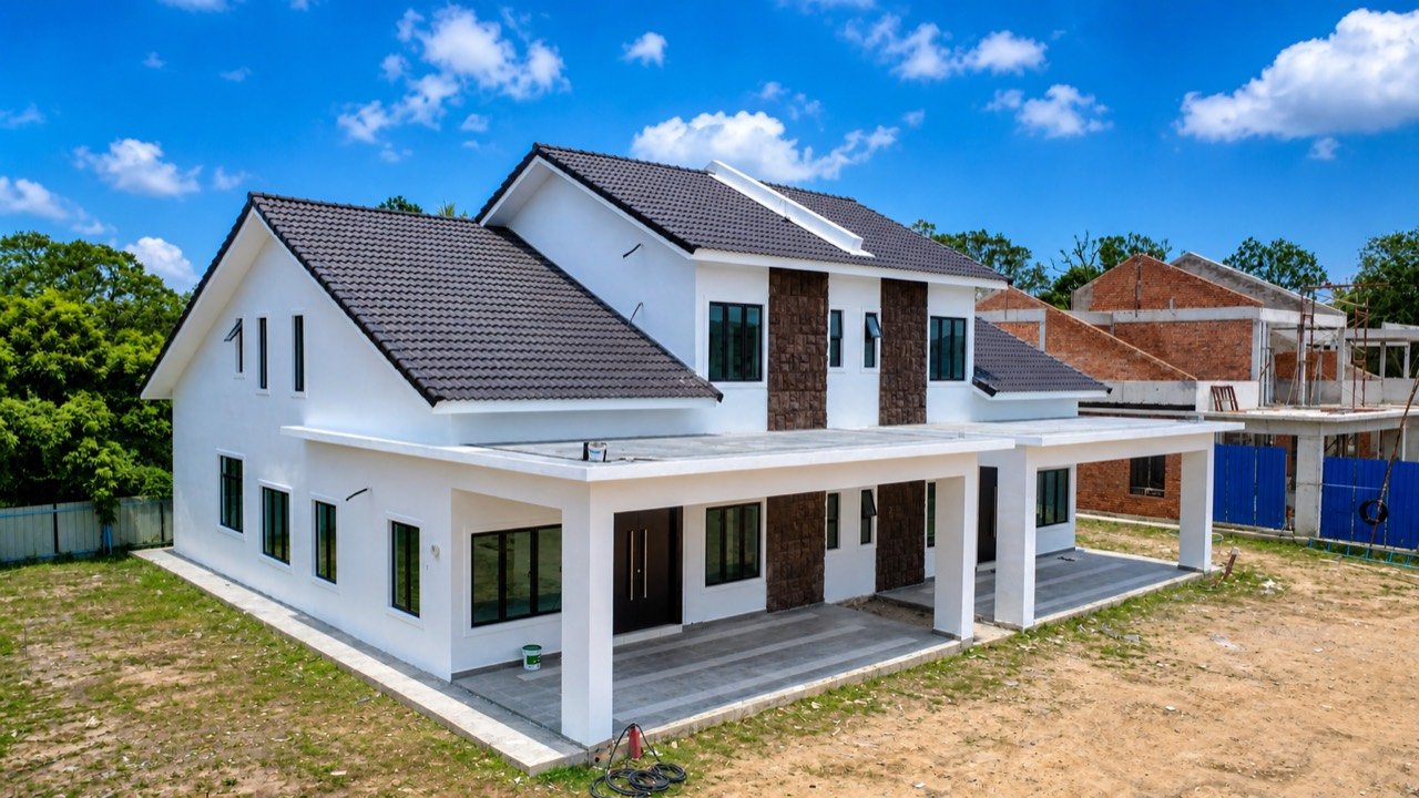 Aerial view of the Taman Temiang Emas semi-detached home